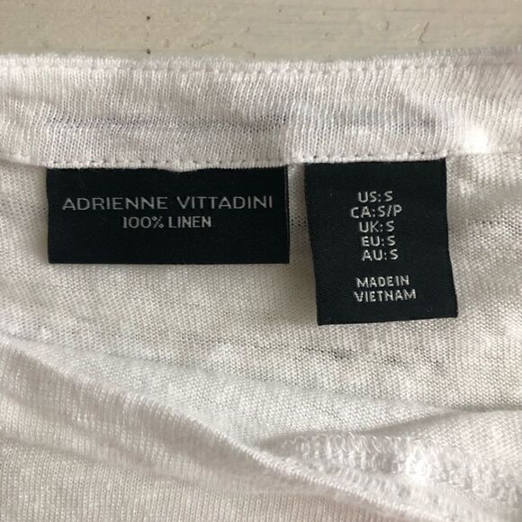 Sz S Adrienne Vittadini 100% Linen White Top - Picture 6 of 7